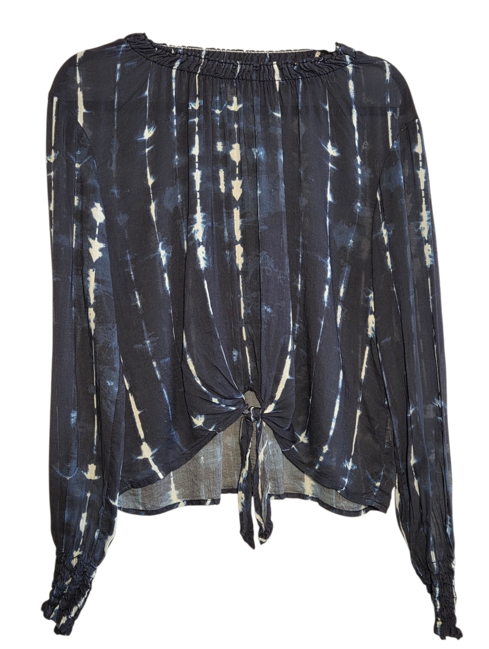 Cloth & Stone for Anthropologie Tie Dye Blouse Tie Front Casual Sheer Sz S